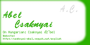 abel csaknyai business card